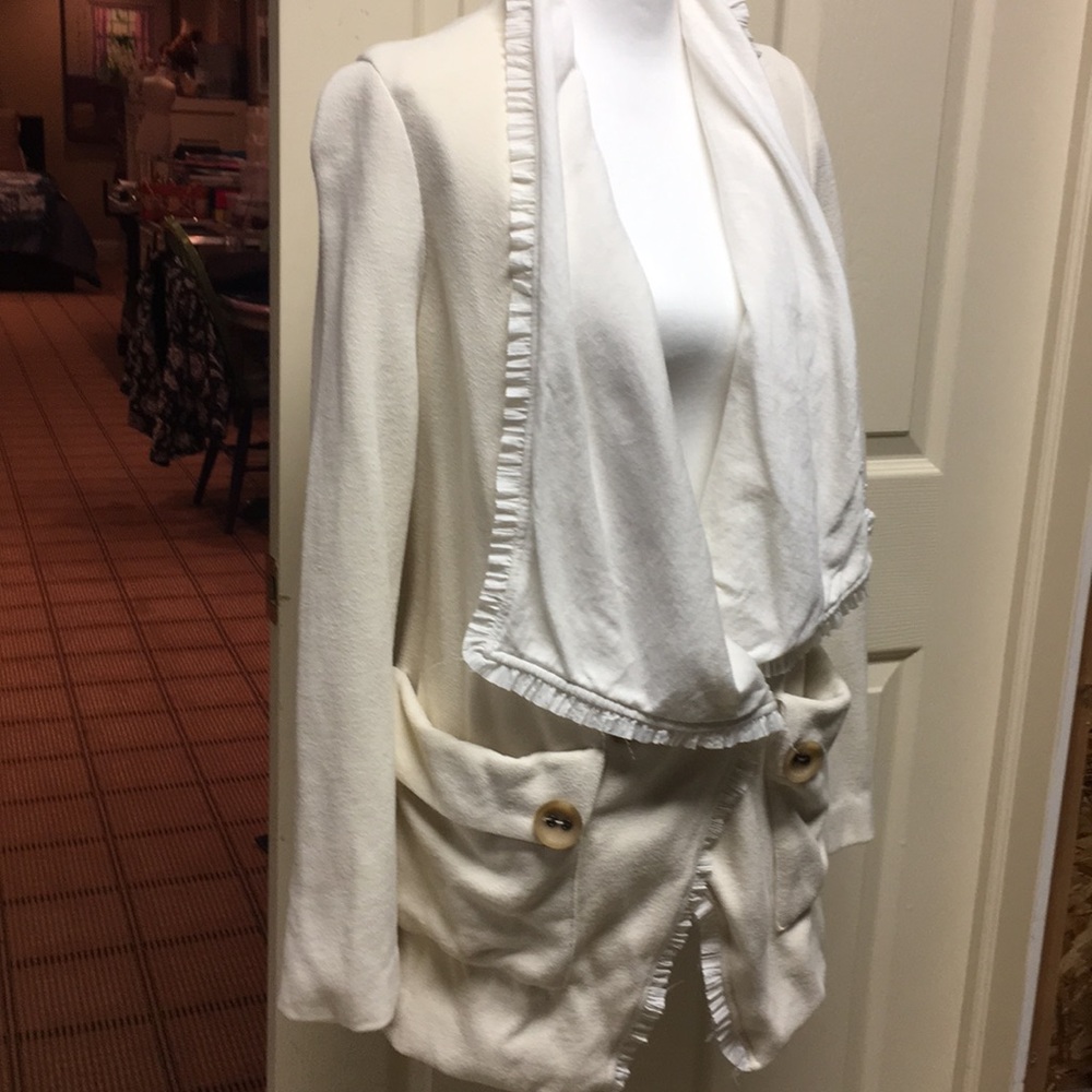 Free People Ivory Draped Blazer Jacket